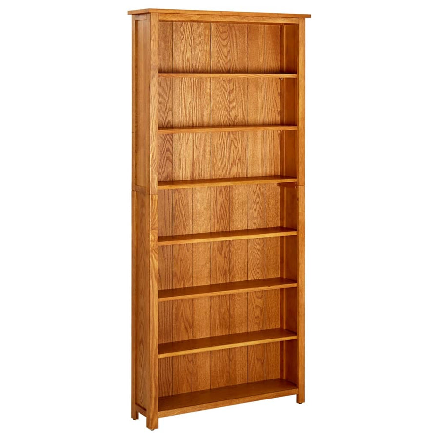 Boekenkast Met 7 Schappen 90X22,5X200 Cm Massief Eikenhout 90 x 22.5 x 200 cm