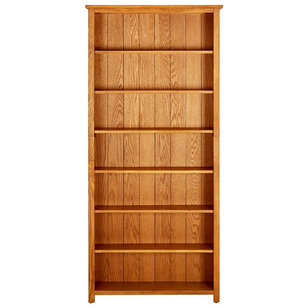 Boekenkast Met 7 Schappen 90X22,5X200 Cm Massief Eikenhout 90 x 22.5 x 200 cm