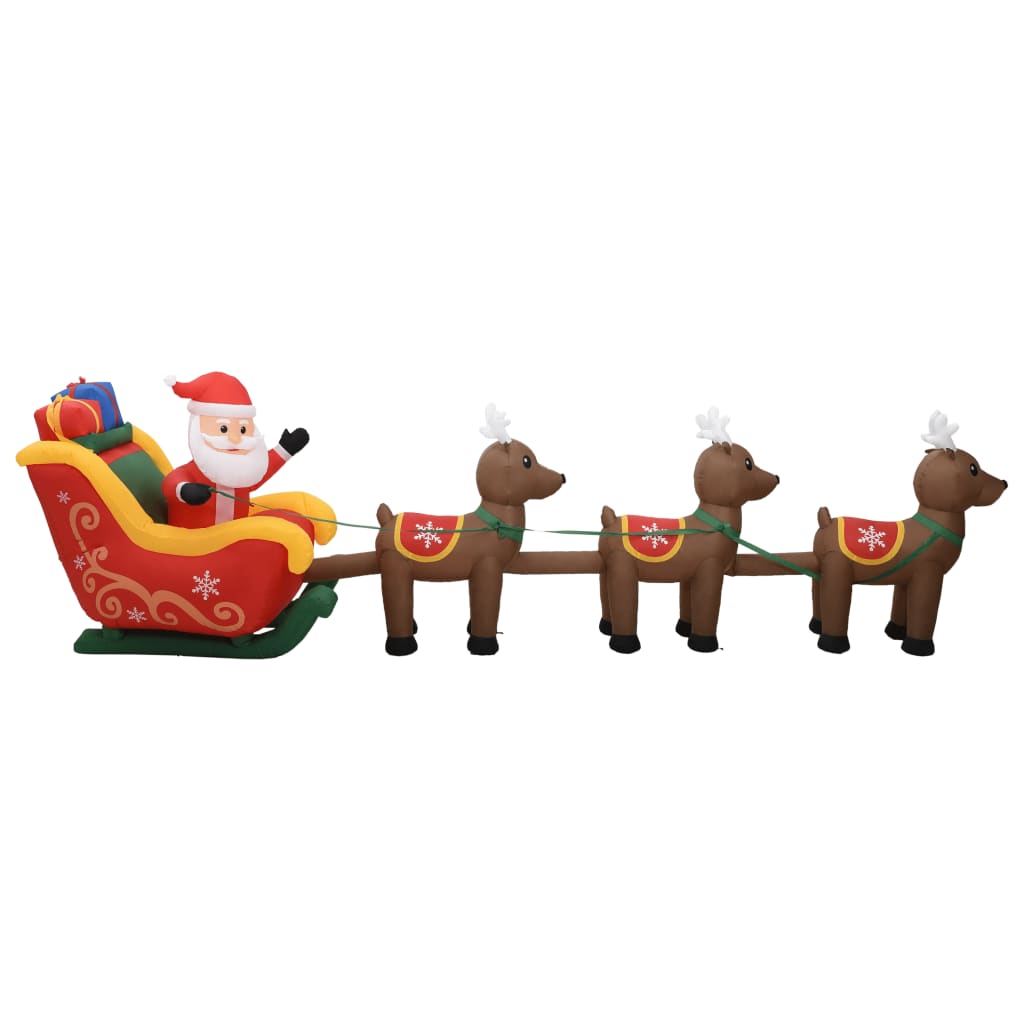 Kerstdecoratie opblaasbaar kerstman en rendieren LED 490 cm