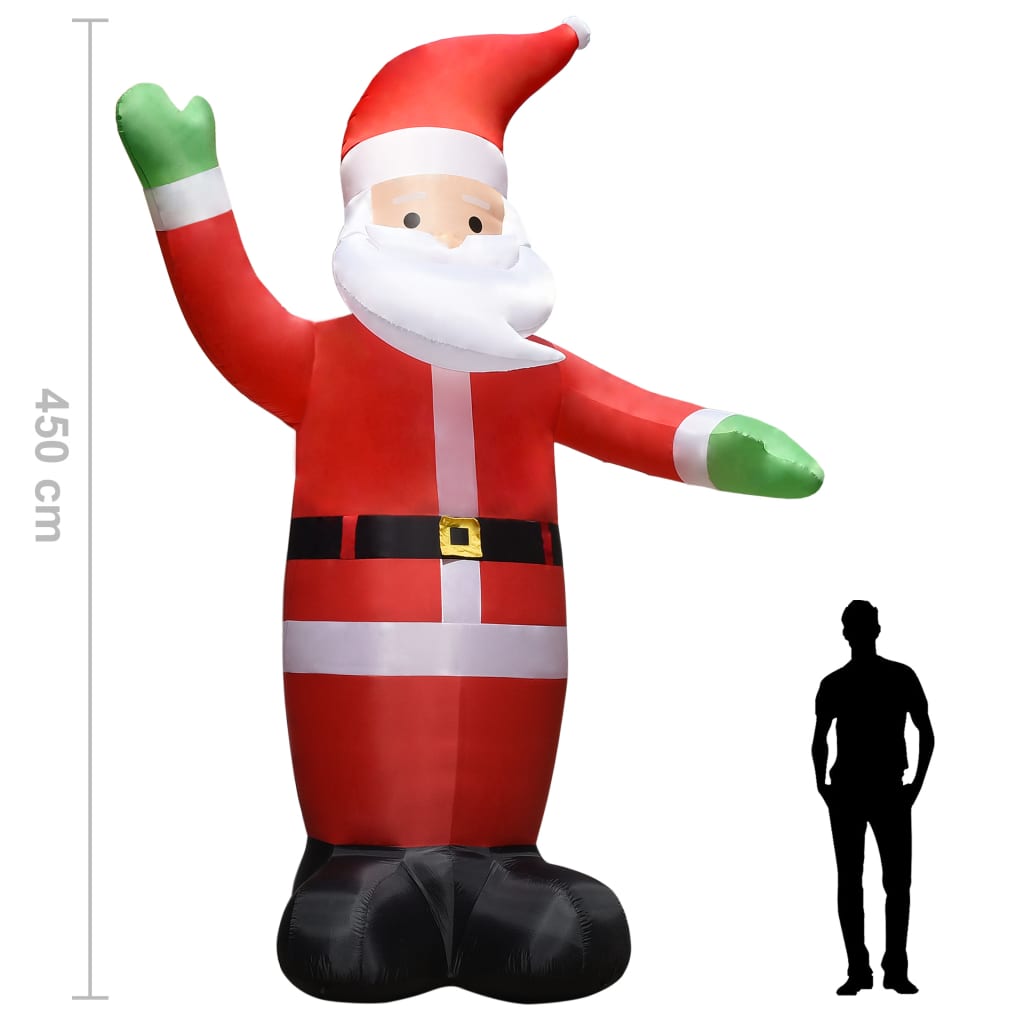 Kerstman opblaasbaar met LED's IP44 4,5 m 450 cm