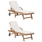 Sunloungers with cushions 2 pcs solid teak cream