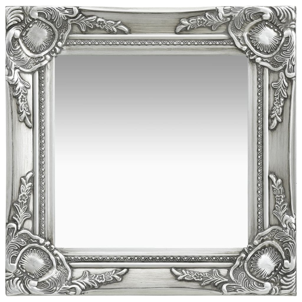 Wandspiegel Barok Stijl Kleurig 40 x 40 cm Zilver