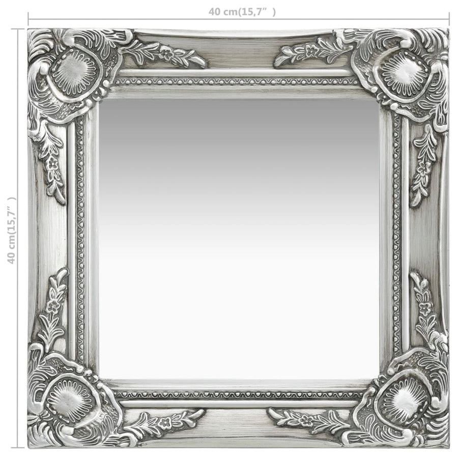 Wandspiegel Barok Stijl Kleurig 40 x 40 cm Zilver