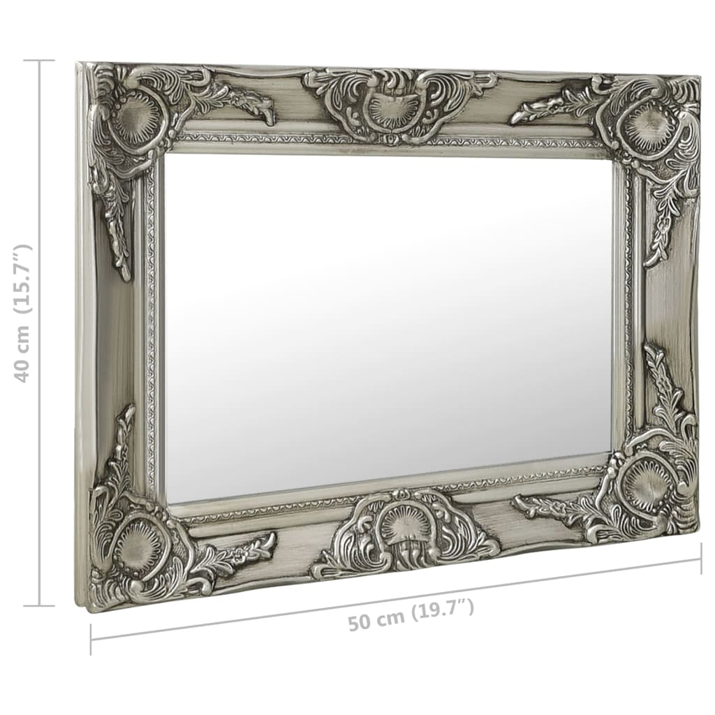 Wandspiegel Barok Stijl Kleurig 50 x 40 cm Zilver