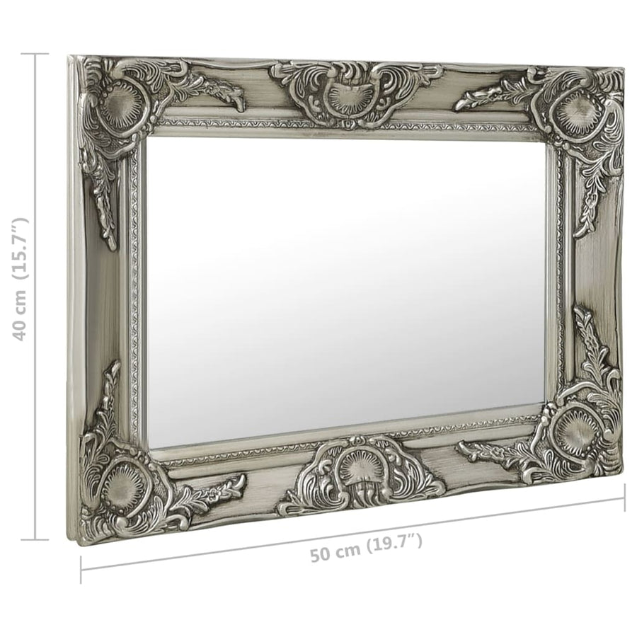 Wandspiegel Barok Stijl Kleurig 50 x 40 cm Zilver