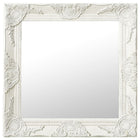 Baroque style wall mirror 50x50 cm white