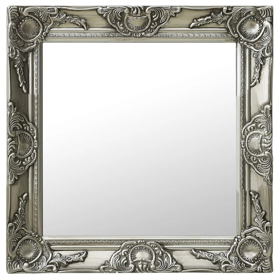Wandspiegel Barok Stijl Kleurig 50 x 50 cm Zilver
