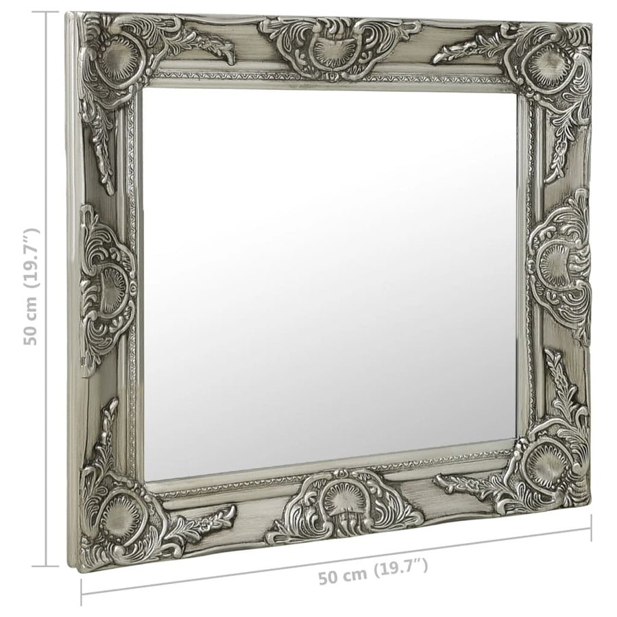 Wandspiegel Barok Stijl Kleurig 50 x 50 cm Zilver