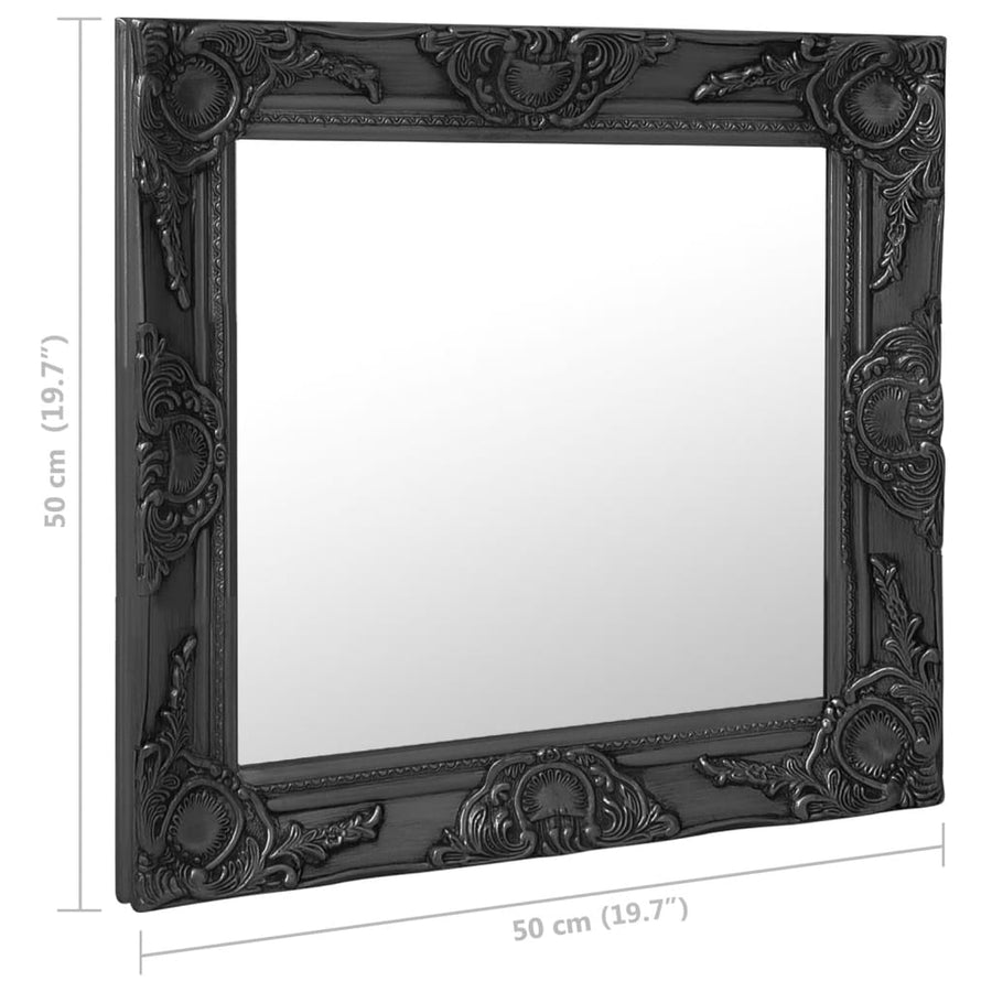 Wandspiegel Barok Stijl 50 x 50 cm Zwart
