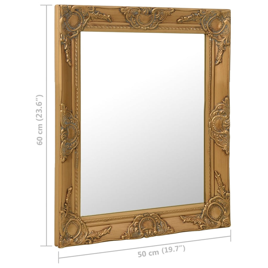 Wandspiegel Barok Stijl Kleurig 50 x 60 cm Goud
