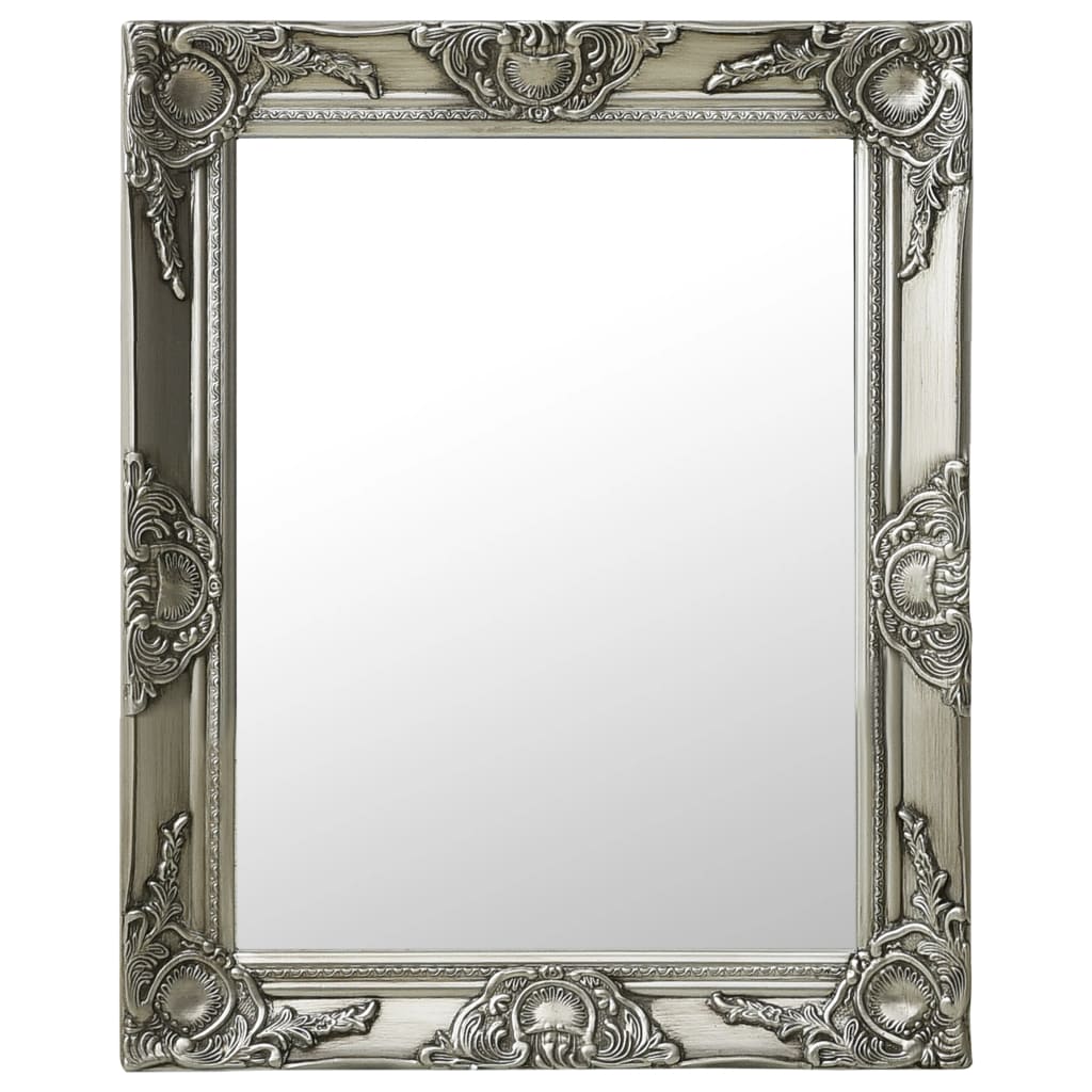 Wandspiegel Barok Stijl Kleurig 50 x 60 cm Zilver