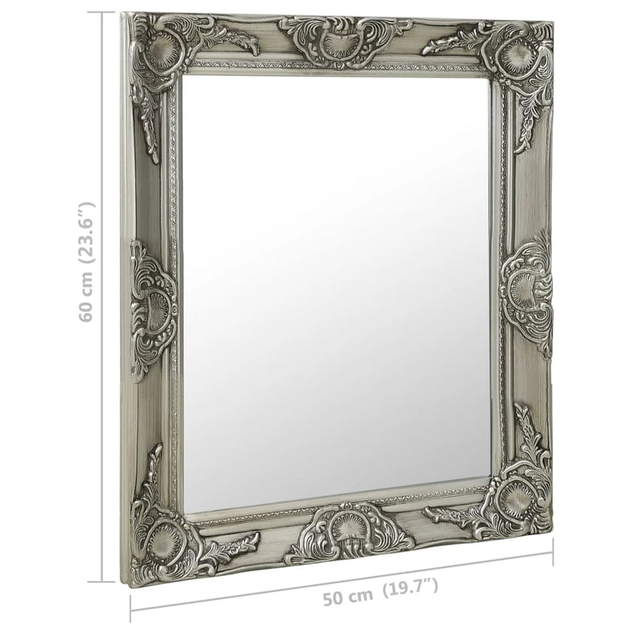 Wandspiegel Barok Stijl Kleurig 50 x 60 cm Zilver