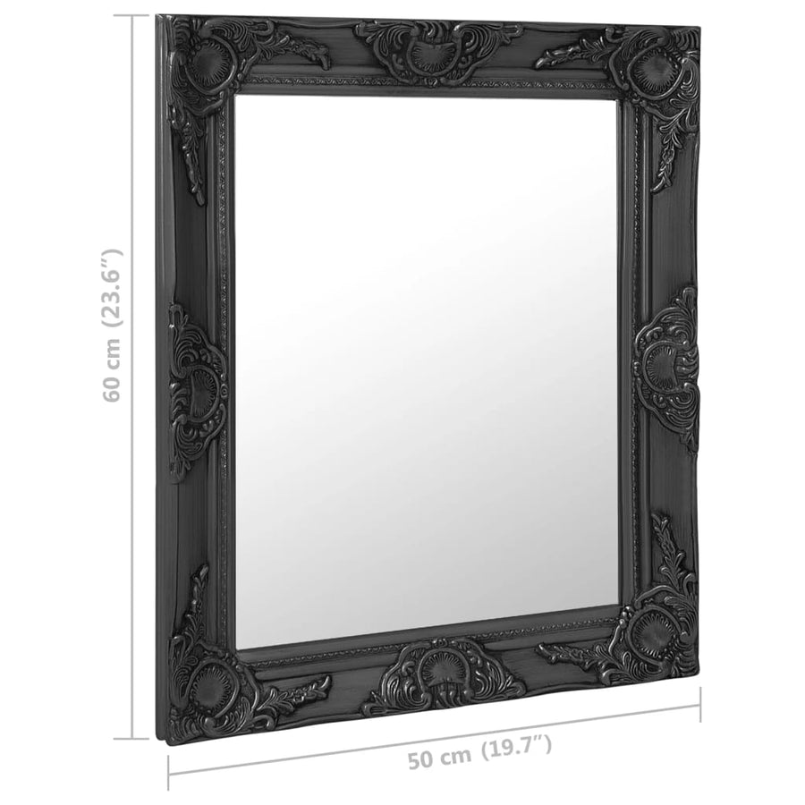 Wandspiegel Barok Stijl 50 x 60 cm Zwart