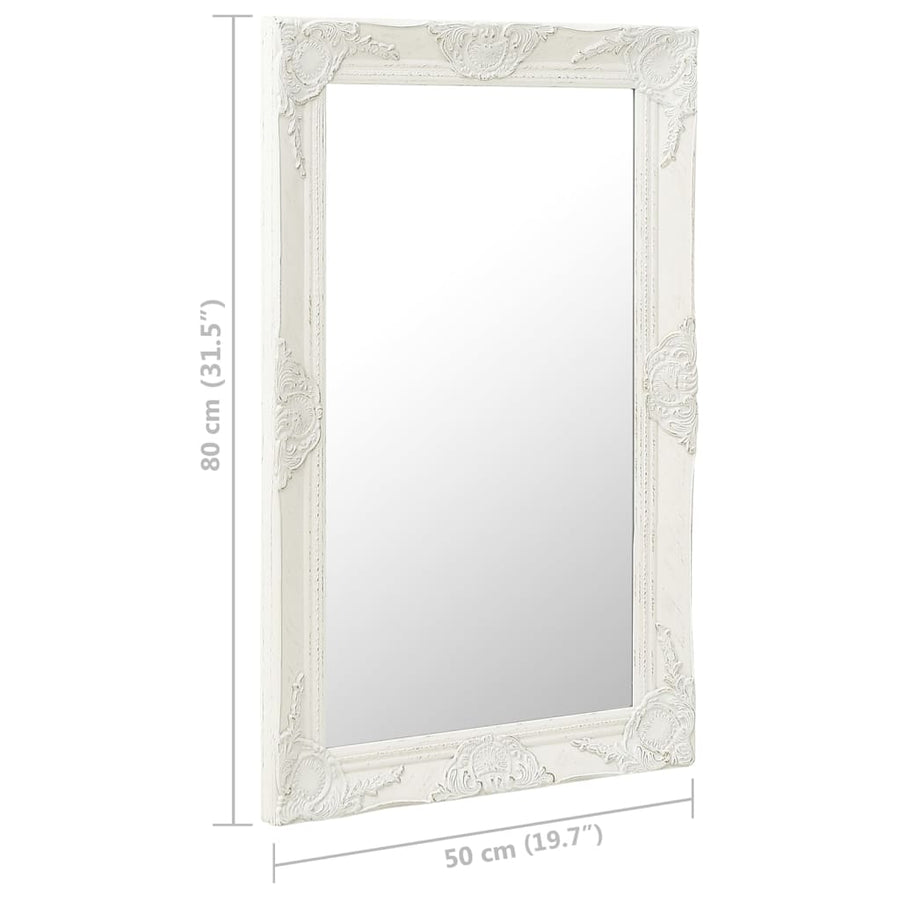 Wandspiegel Barok Stijl 50 x 80 cm Wit