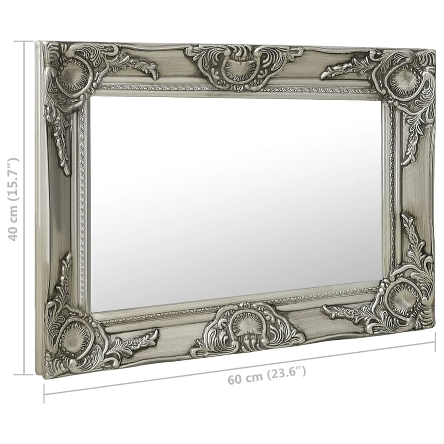Wandspiegel Barok Stijl Kleurig 60 x 40 cm Zilver