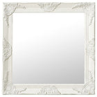Wall mirror baroque style 60x60 cm white