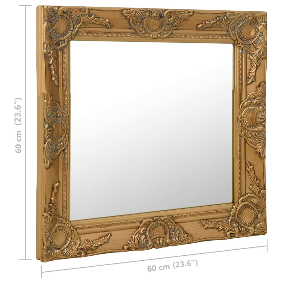 Wandspiegel Barok Stijl Kleurig 60 x 60 cm Goud