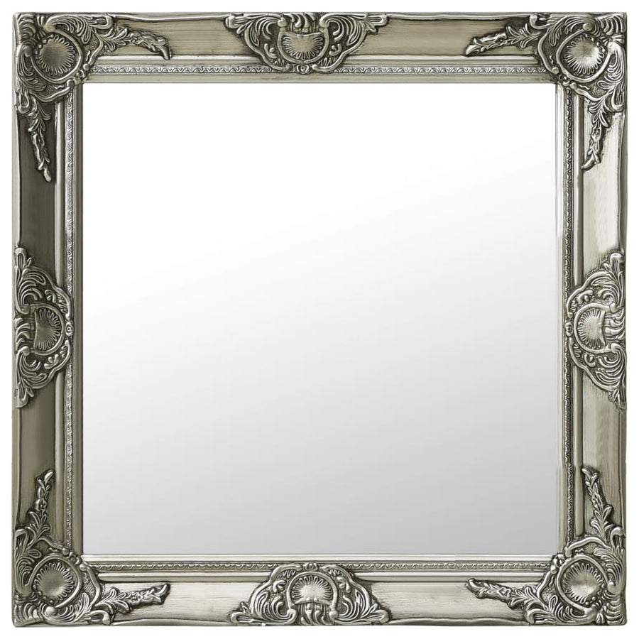 Wandspiegel Barok Stijl Kleurig 60 x 60 cm Zilver