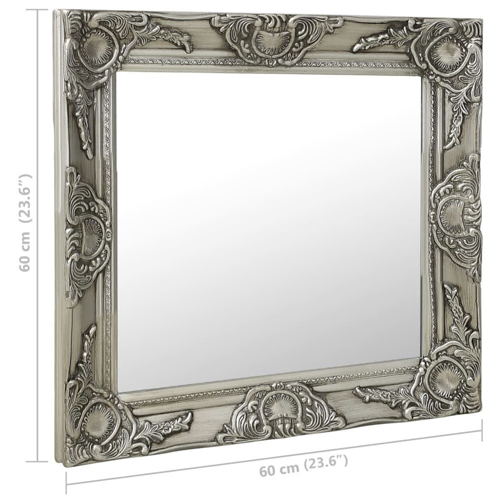 Wandspiegel Barok Stijl Kleurig 60 x 60 cm Zilver