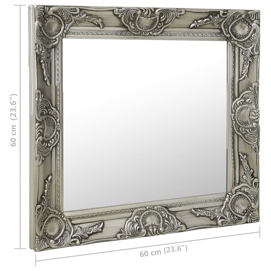 Wandspiegel Barok Stijl Kleurig 60 x 60 cm Zilver