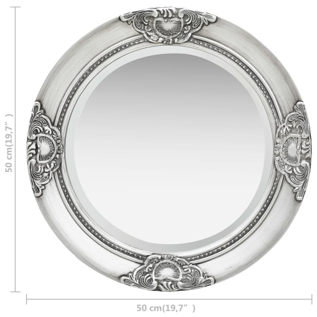 Wandspiegel Barok Stijl 50 Cm Kleurig Φ 50 cm Zilver