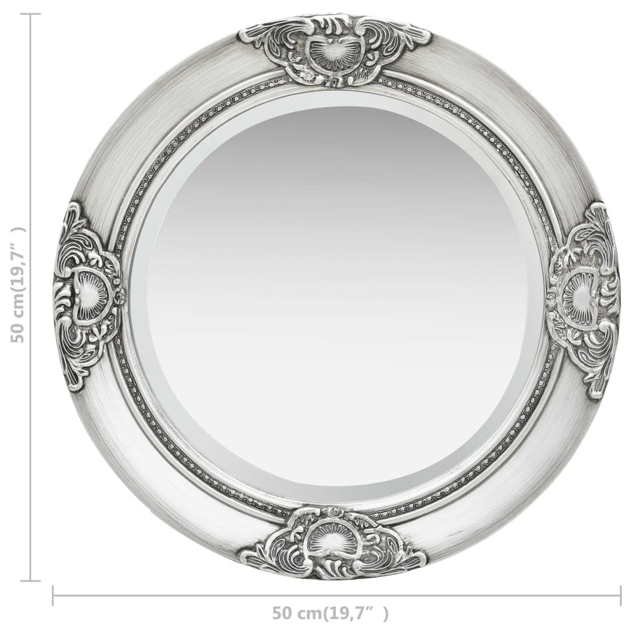 Wandspiegel Barok Stijl 50 Cm Kleurig Φ 50 cm Zilver