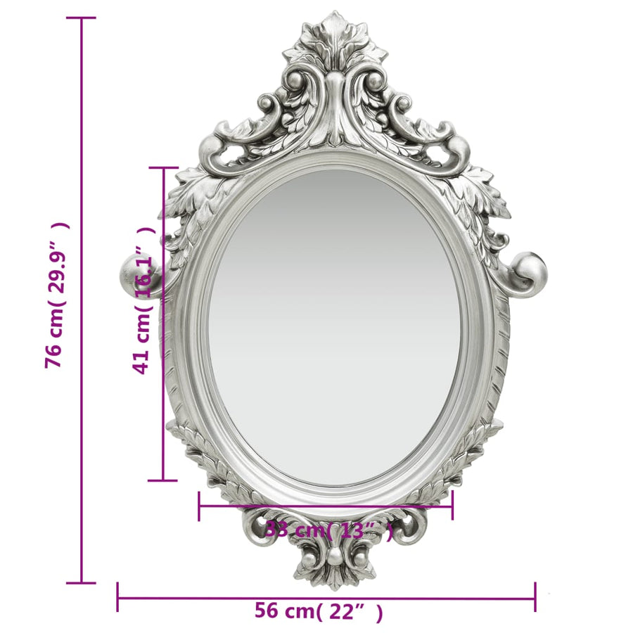 Wandspiegel Kasteel Stijl 56X76 Cm Kleurig Zilver