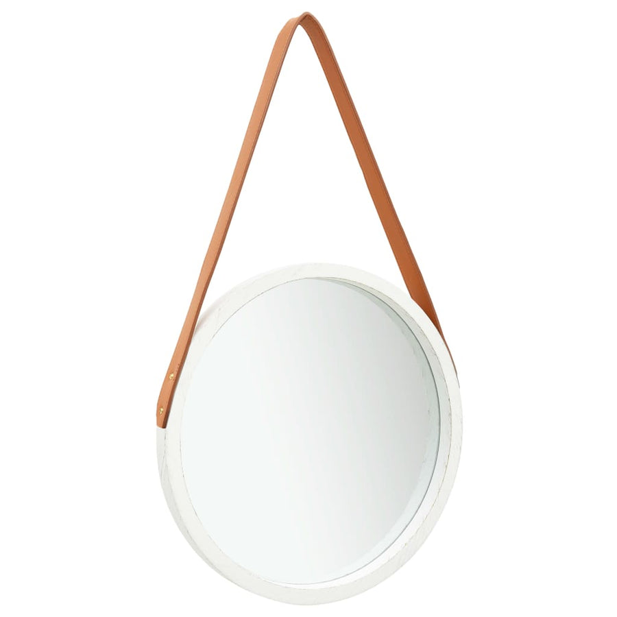 Wandspiegel Met Band 40 Cm Ø 40 cm Wit