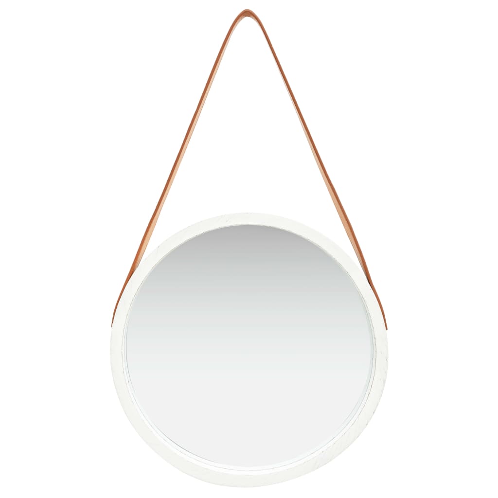 Wandspiegel Met Band 40 Cm Ø 40 cm Wit