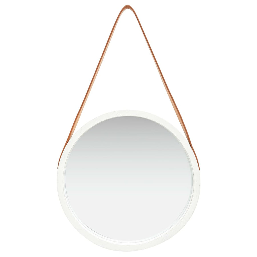 Wandspiegel Met Band 40 Cm Ø 40 cm Wit