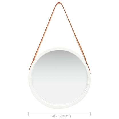 Wandspiegel Met Band 40 Cm Ø 40 cm Wit