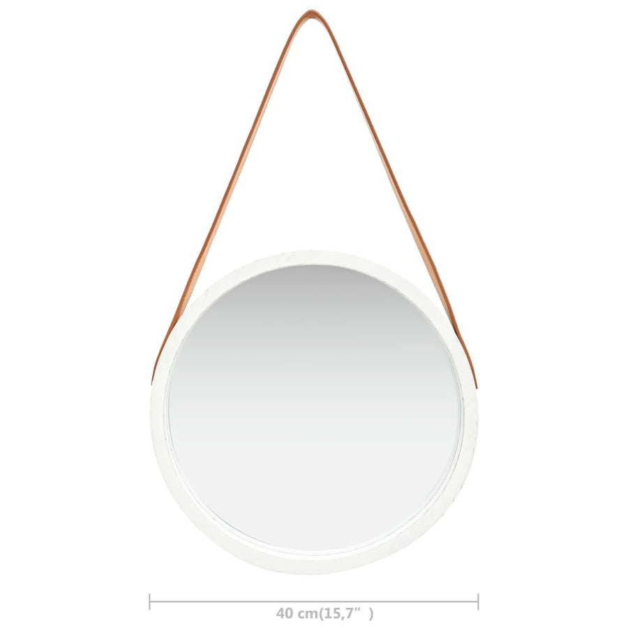 Wandspiegel Met Band 40 Cm Ø 40 cm Wit