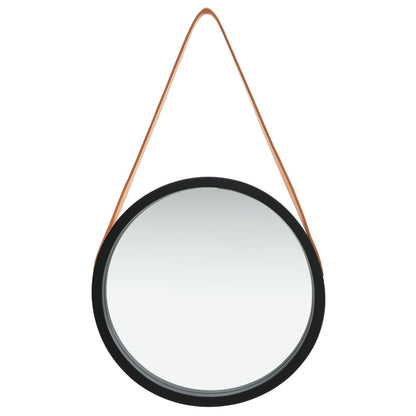 Wandspiegel Met Band 40 Cm Ø 40 cm Zwart