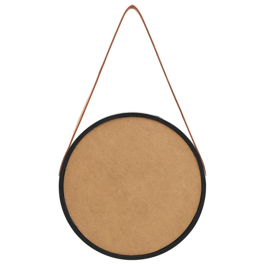 Wandspiegel Met Band 40 Cm Ø 40 cm Zwart