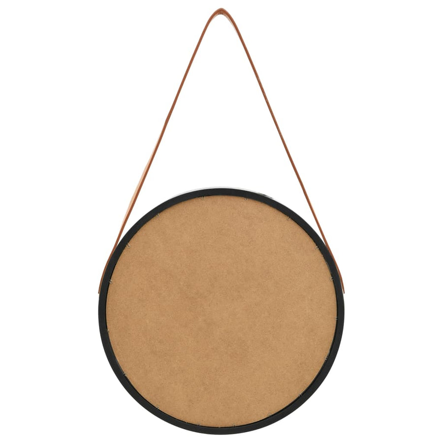 Wandspiegel Met Band 40 Cm Ø 40 cm Zwart