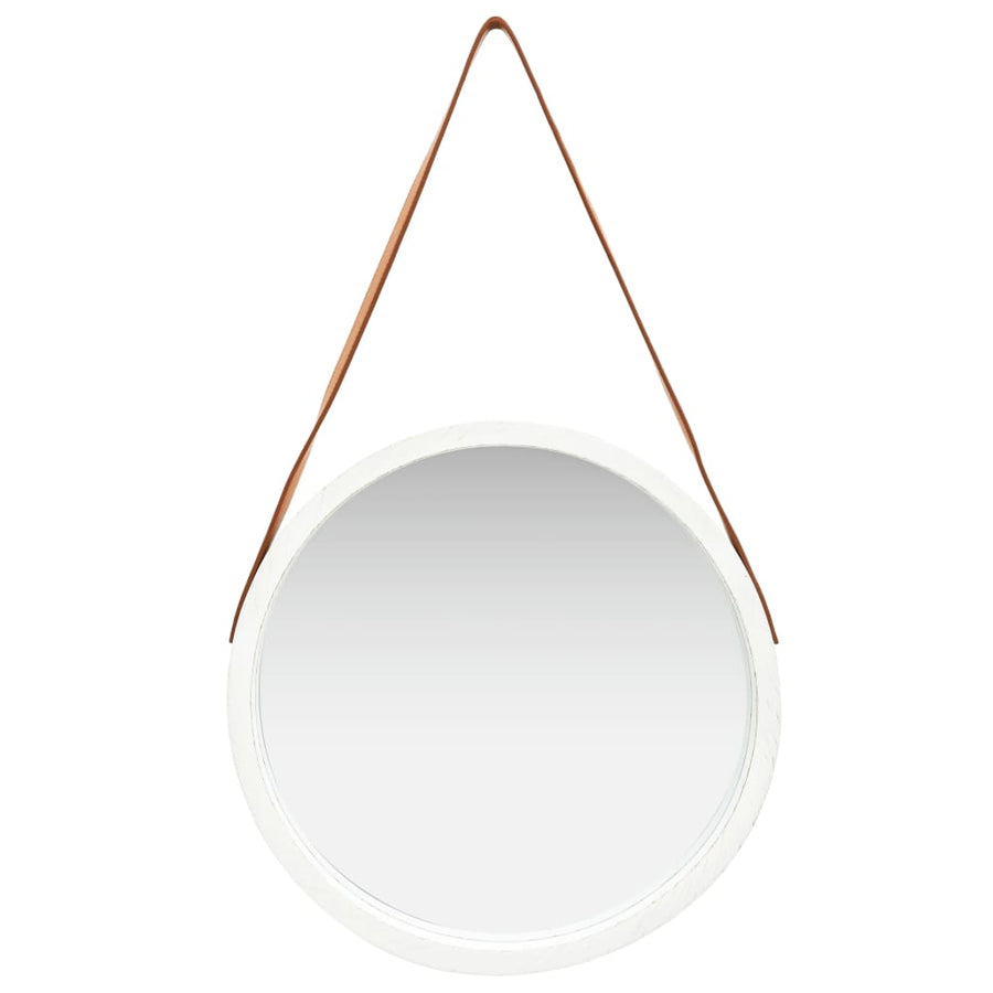 Wandspiegel met band 50 cm wit