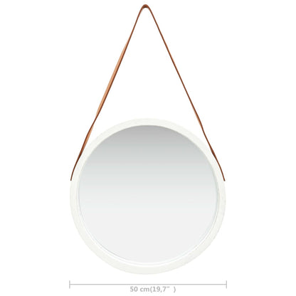 Wandspiegel met band 50 cm wit