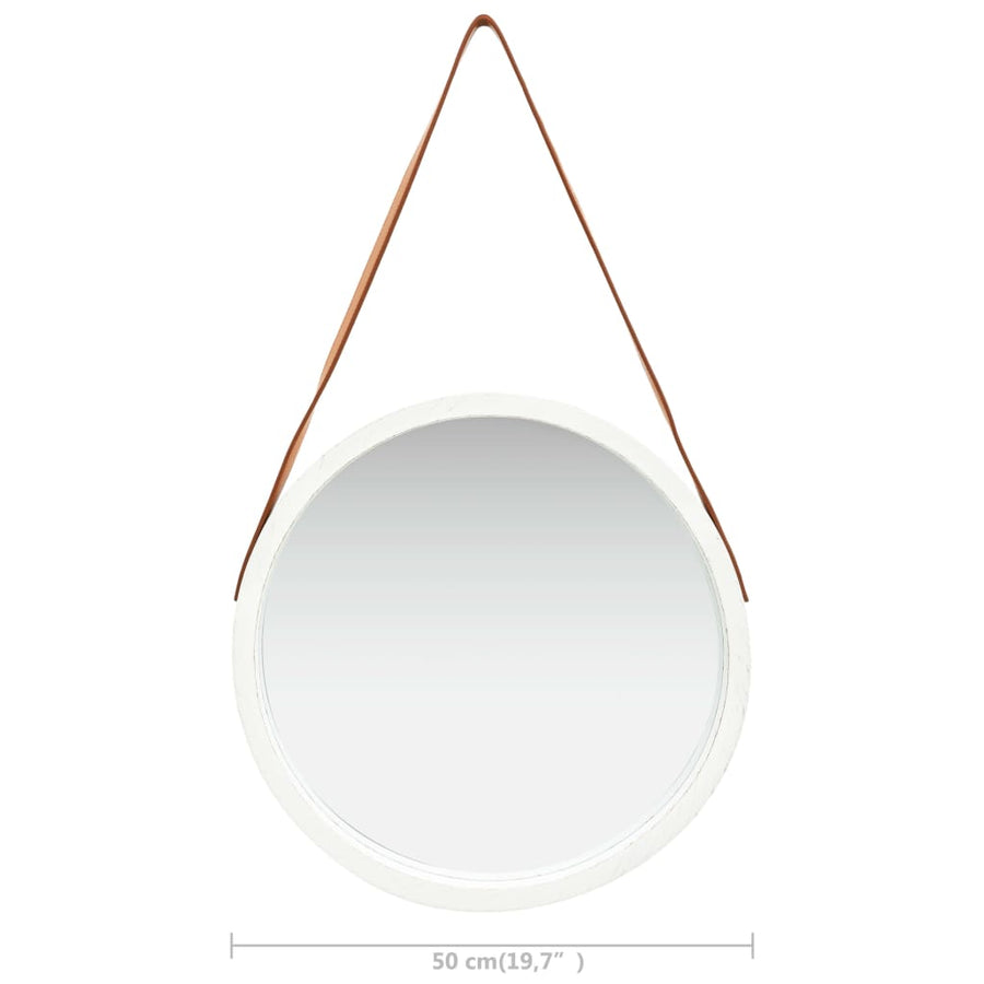Wandspiegel met band 50 cm wit