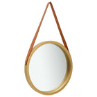 Wall mirror with strap 50 cm gold-colored