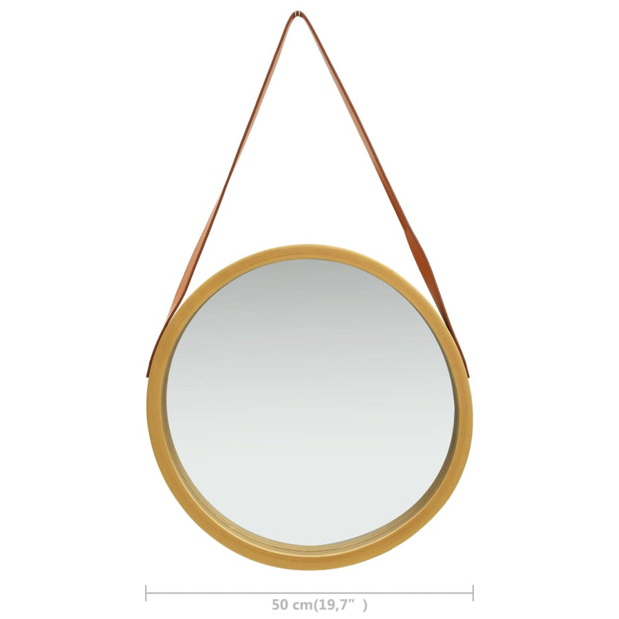 Wandspiegel Met Band 50 Cm Kleurig Ø 50 cm Goud