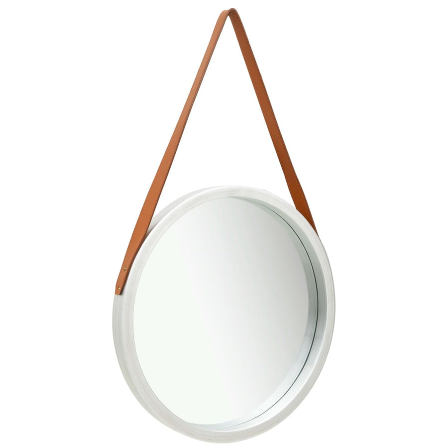 Wandspiegel Met Band 50 Cm Kleurig Ø 50 cm Zilver