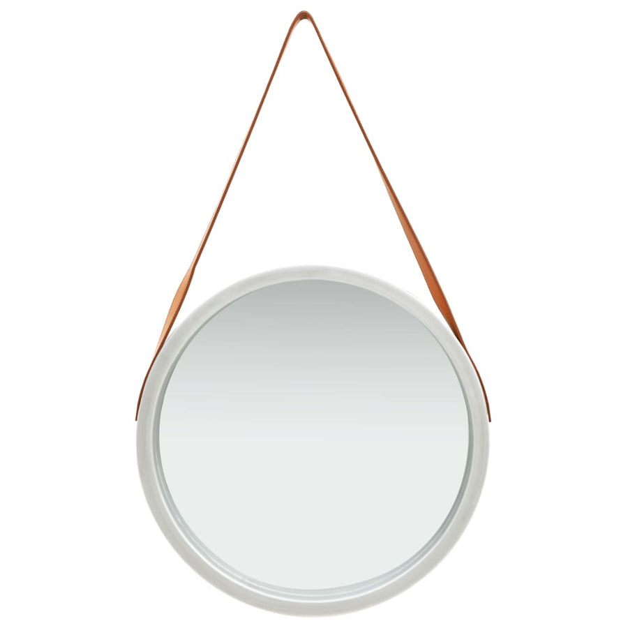 Wandspiegel Met Band 50 Cm Kleurig Ø 50 cm Zilver
