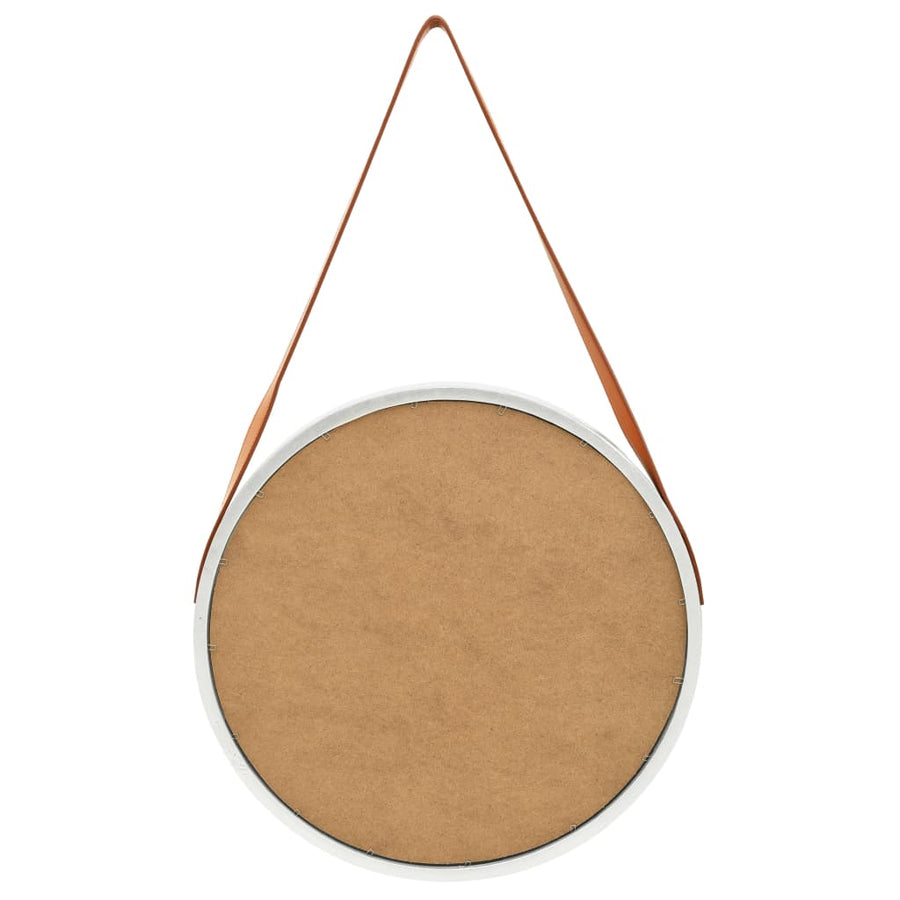 Wandspiegel Met Band 50 Cm Kleurig Ø 50 cm Zilver