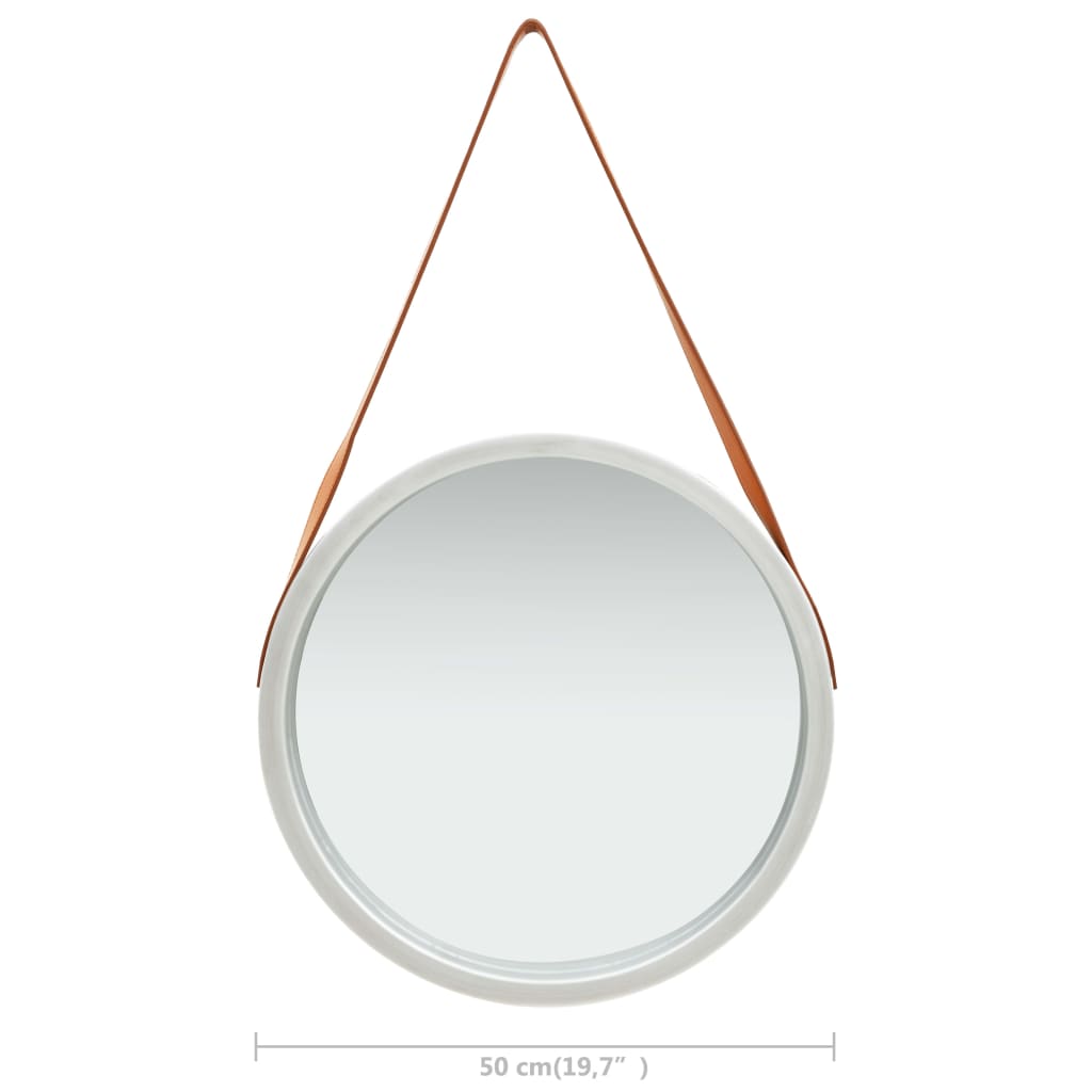 Wandspiegel Met Band 50 Cm Kleurig Ø 50 cm Zilver