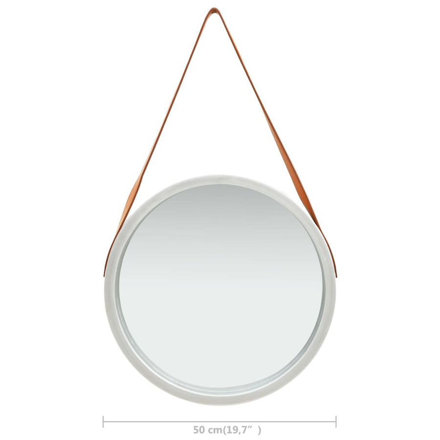 Wandspiegel Met Band 50 Cm Kleurig Ø 50 cm Zilver