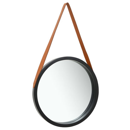 Wandspiegel Met Band 50 Cm Ø 50 cm Zwart