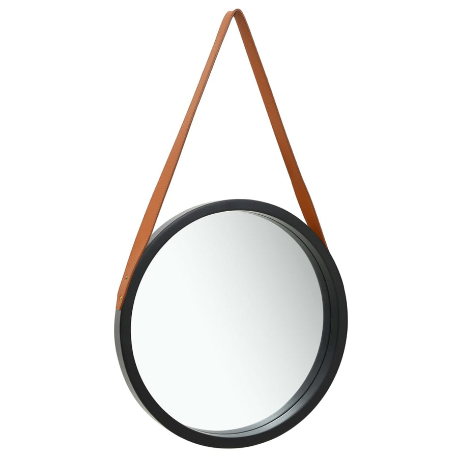 Wandspiegel Met Band 50 Cm Ø 50 cm Zwart