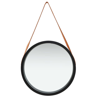 Wandspiegel Met Band 50 Cm Ø 50 cm Zwart