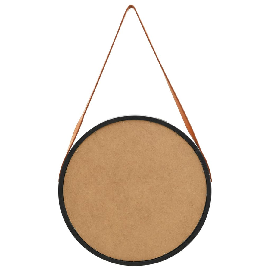 Wandspiegel Met Band 50 Cm Ø 50 cm Zwart