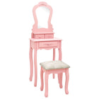 Dressing Table Set with Stool 50x59x136 cm Paulownia Wood Pink